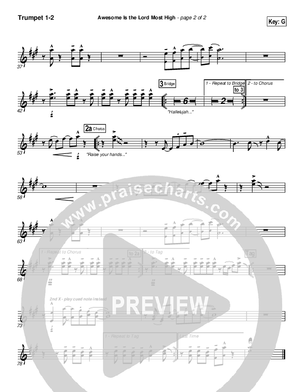 Awesome Is The Lord Most High Trumpet 1,2 (Chris Tomlin / Passion)