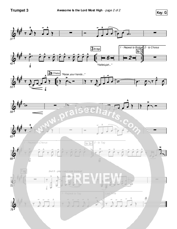 Awesome Is The Lord Most High Trumpet 3 (Chris Tomlin / Passion)