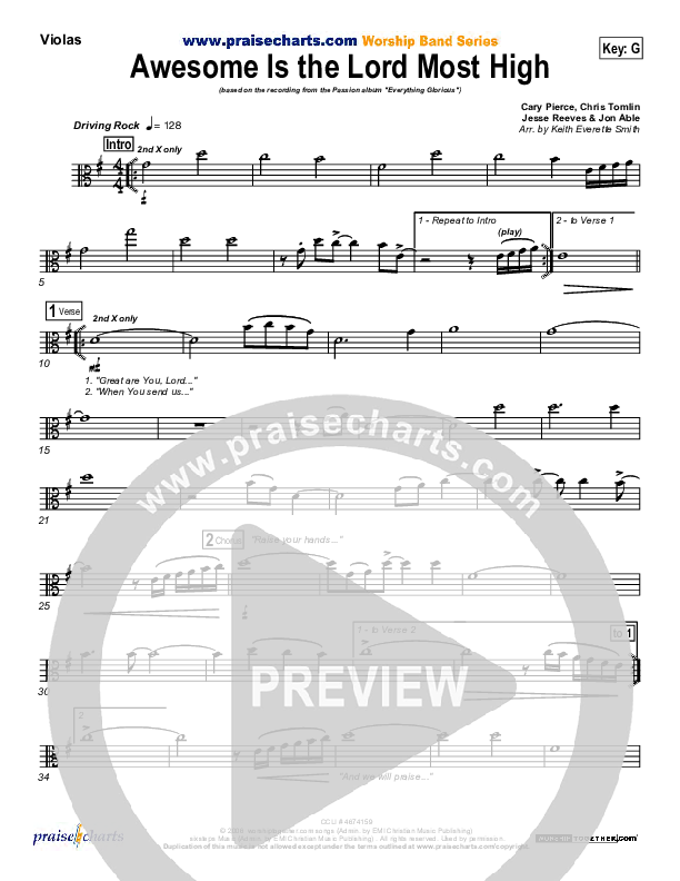 Awesome Is The Lord Most High Viola (Chris Tomlin / Passion)