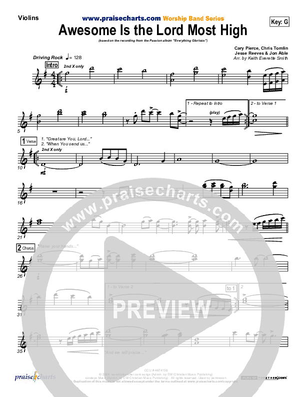 Awesome Is The Lord Most High Violins (Chris Tomlin / Passion)