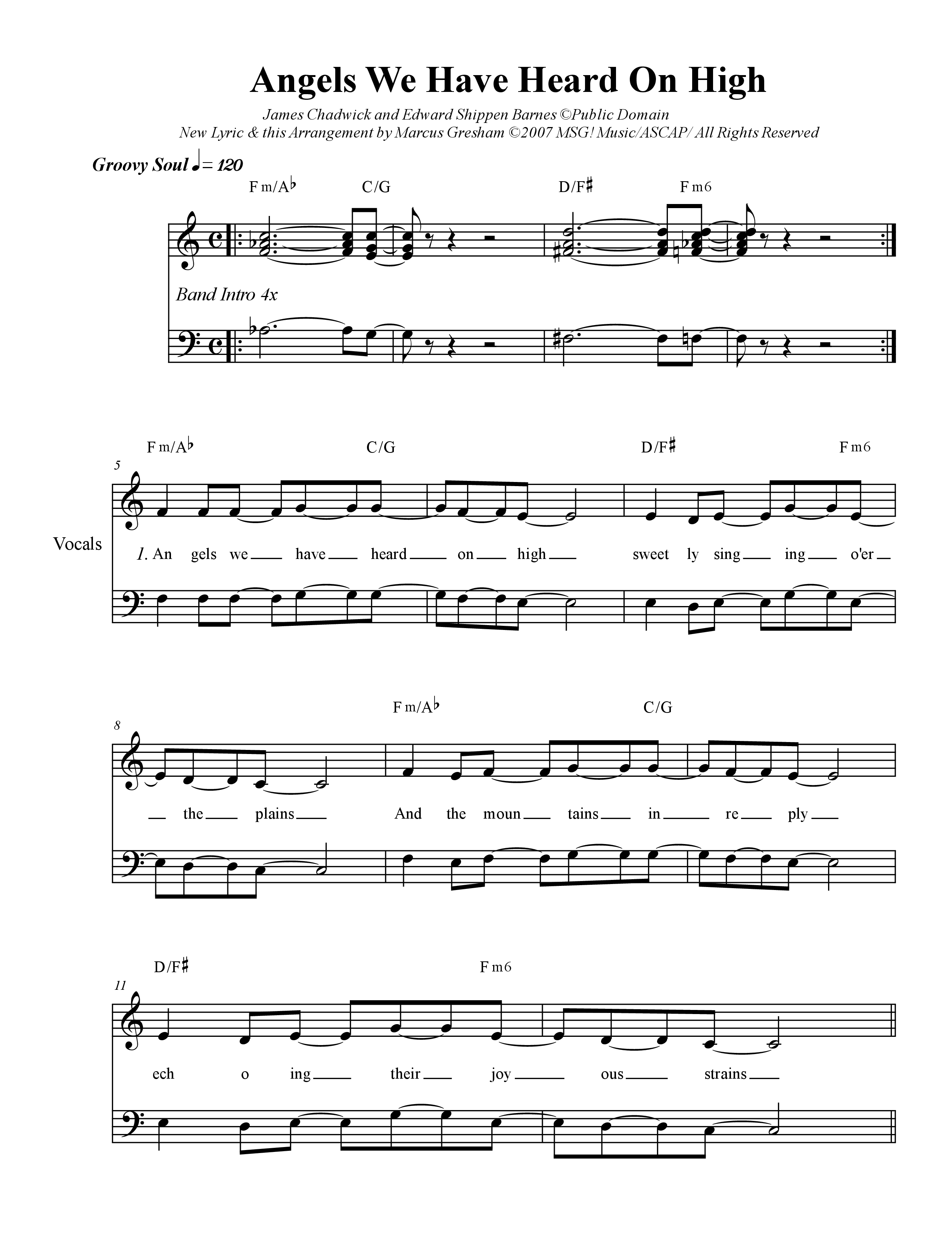 Angels We Have Heard On High Choir Vocals (SATB) (Marcus Gresham)