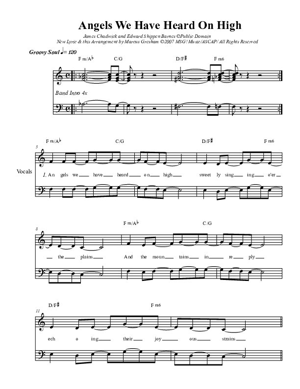 Angels We Have Heard On High Choir Sheet (Marcus Gresham)
