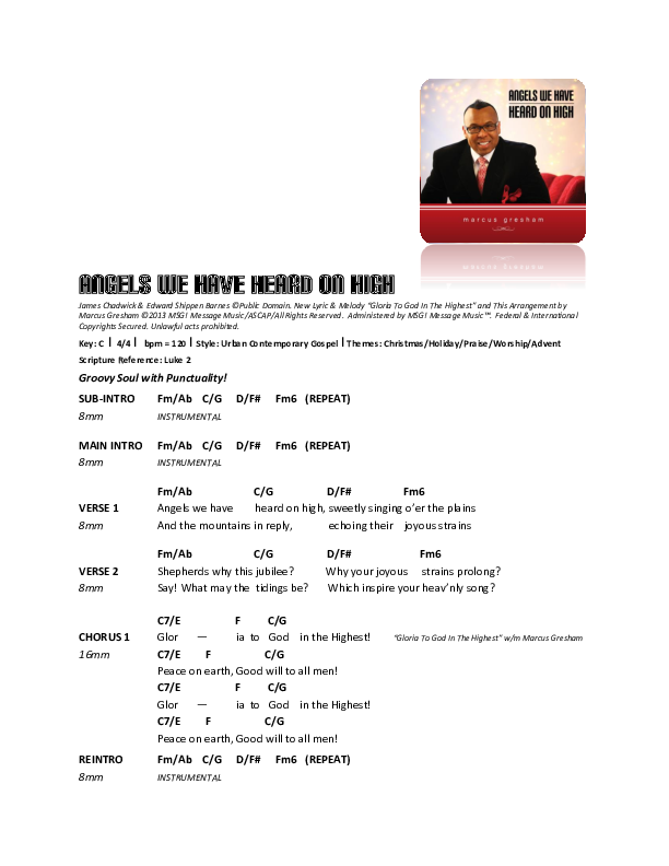Angels We Have Heard On High Chord Chart (Marcus Gresham)