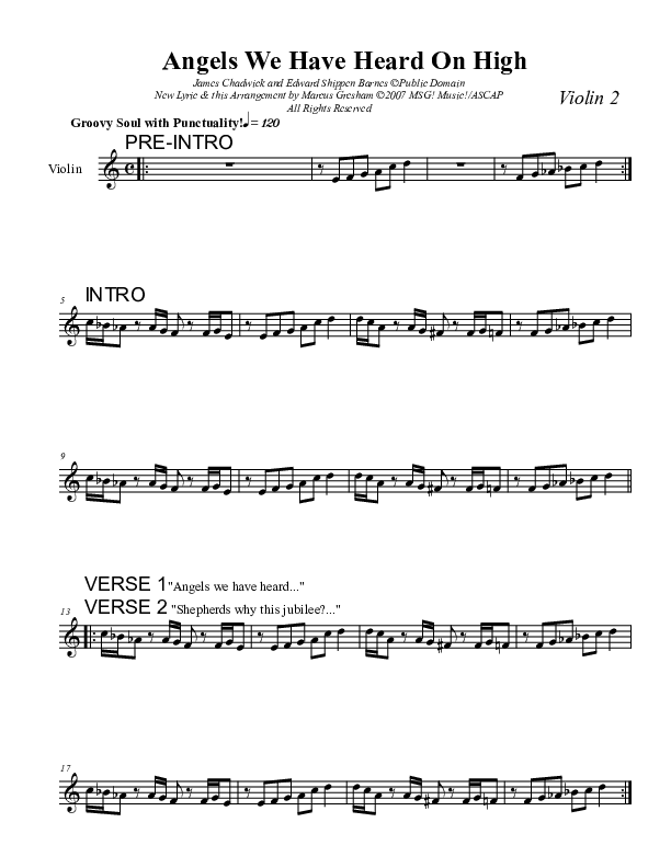 Angels We Have Heard On High Violin 2 (Marcus Gresham)