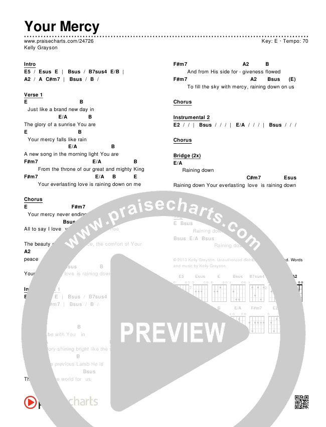 Your Mercy Chords & Lyrics (Kelly Grayson)
