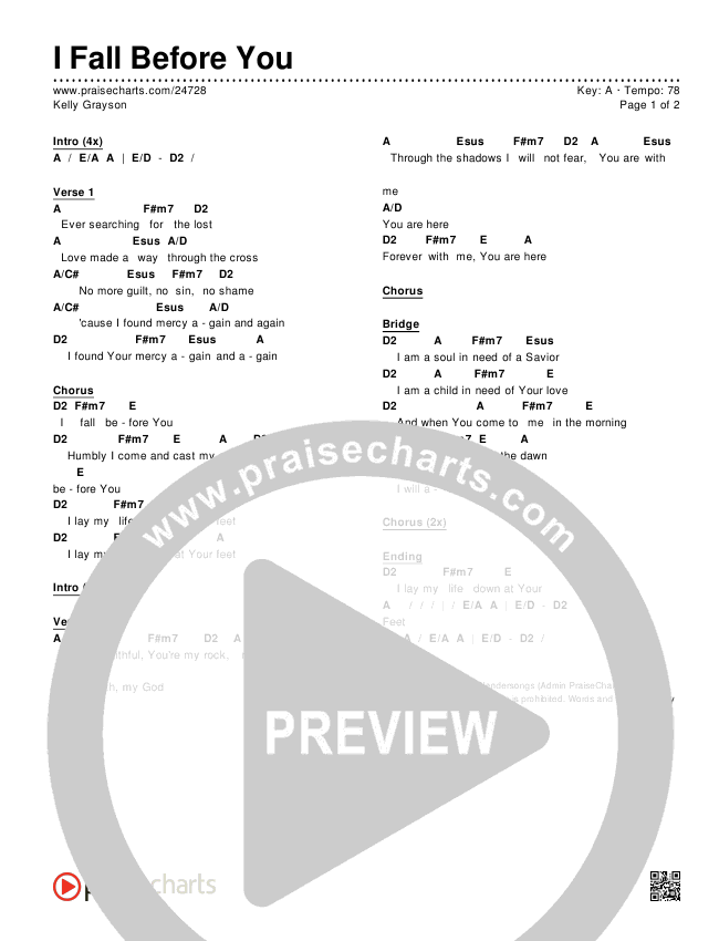 I Fall Before You Chords & Lyrics (Kelly Grayson)