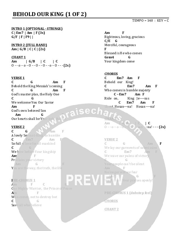Behold Our King Chords & Lyrics (Greg Hewitt)