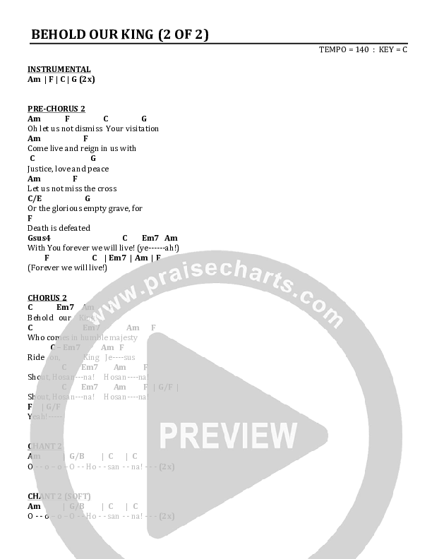 Behold Our King Chords & Lyrics (Greg Hewitt)