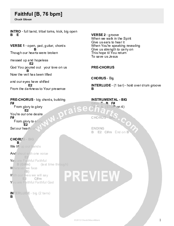 Faithful Chords & Lyrics (Chuck Gibson)