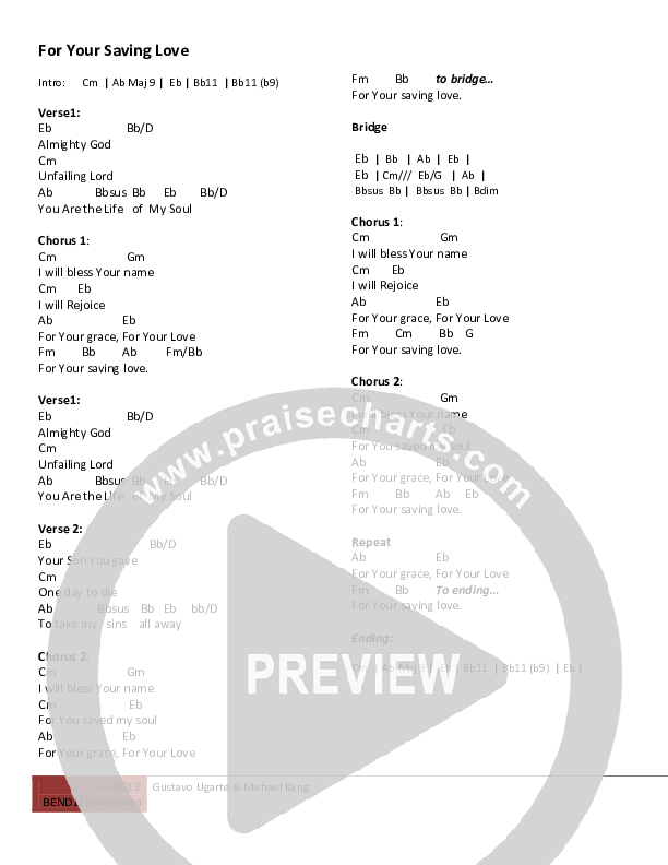 For Your Saving Love Chords & Lyrics (Gustavo Ugarte / Michael Kang)