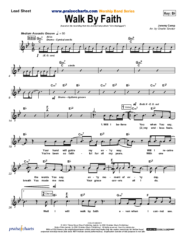 Walk By Faith Lead Sheet (Jeremy Camp)