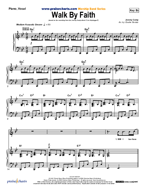 Walk By Faith Piano Sheet (Jeremy Camp)