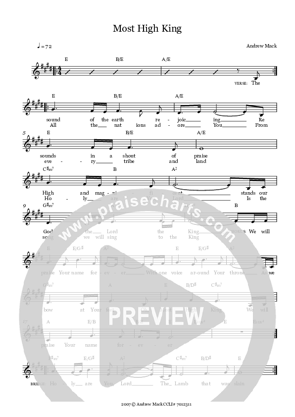 Most High King Lead Sheet (Andrew & Alaina Mack)