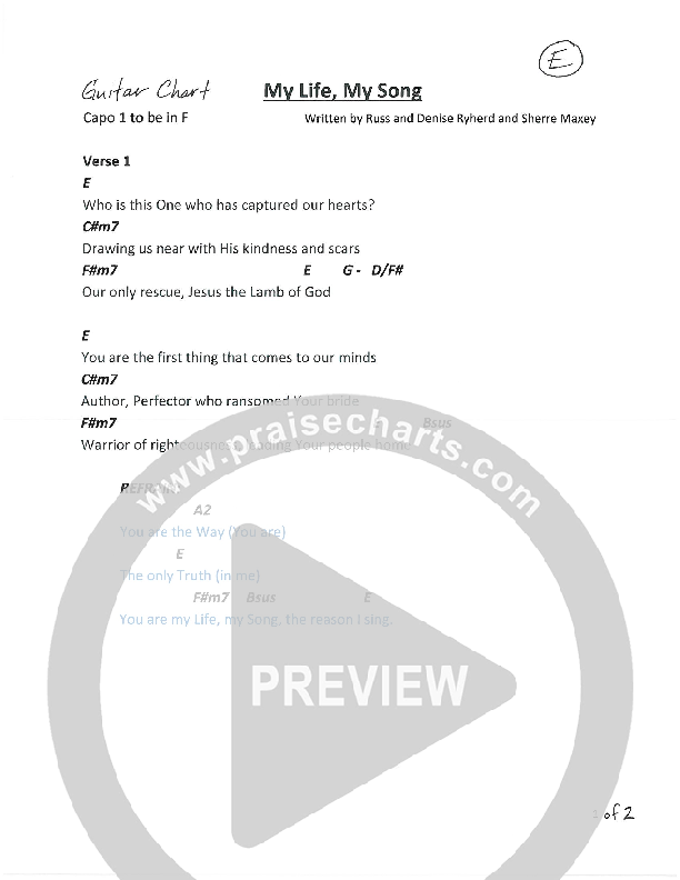 My Life My Song Chords & Lyrics (Russ Ryherd / Denise Ryherd / Sherre Maxey)