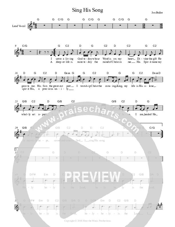 Sing His Song Lead Sheet (Jon Buller)