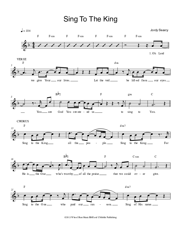 Sing To The King Lead Sheet (Jordy Searcy)