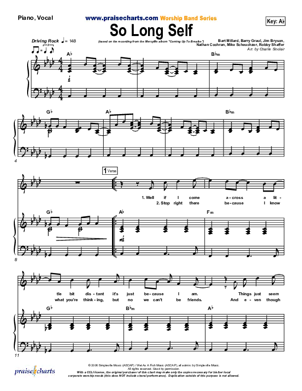 So Long Self Lead & Piano (MercyMe)