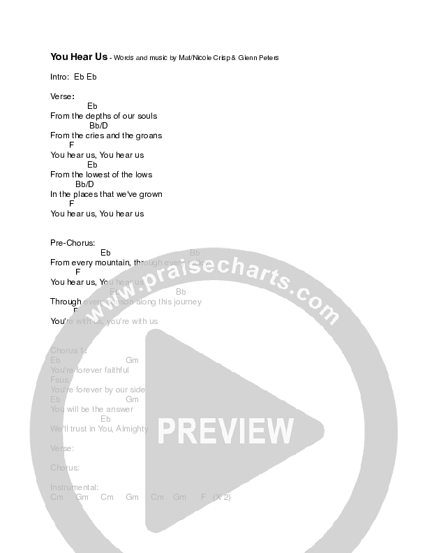 You Hear Us Chords & Lyrics (Matthew Crisp)