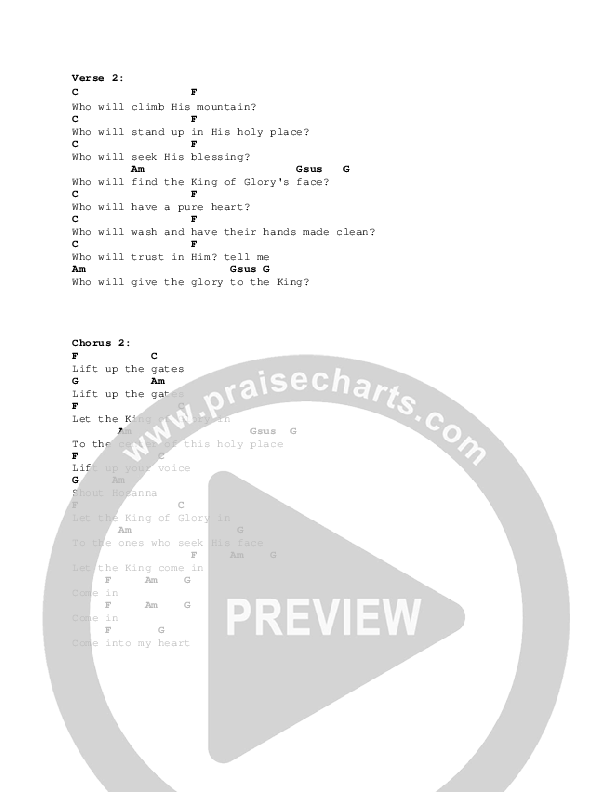 Let The King Come In Chords & Lyrics (Sam Nordquist / Stan Starkey)