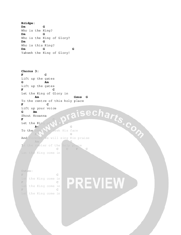 Let The King Come In Chords & Lyrics (Sam Nordquist / Stan Starkey)