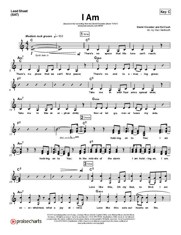 I Am Lead Sheet (SAT) (David Crowder)