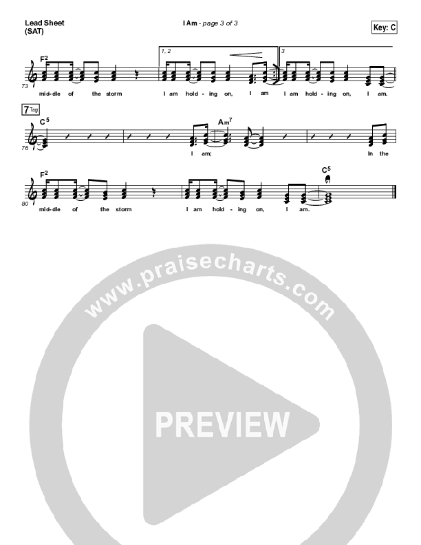 I Am Lead Sheet (SAT) (David Crowder)