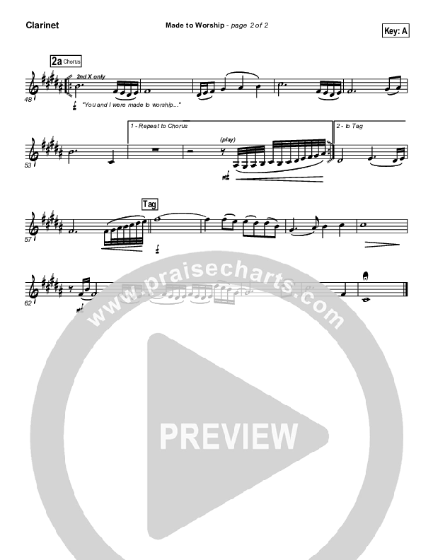 Made To Worship Clarinet (Chris Tomlin / Passion)