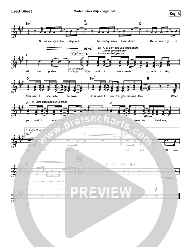 Made To Worship Lead Sheet (SAT) (Chris Tomlin / Passion)
