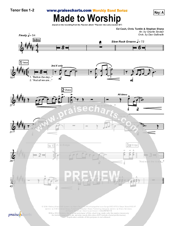 Made To Worship Tenor Sax 1/2 (Chris Tomlin / Passion)