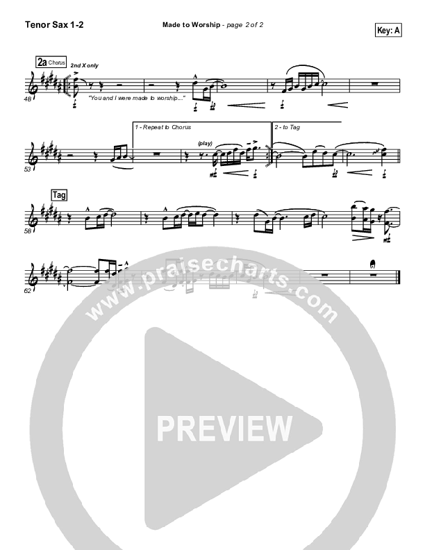 Made To Worship Tenor Sax 1/2 (Chris Tomlin / Passion)