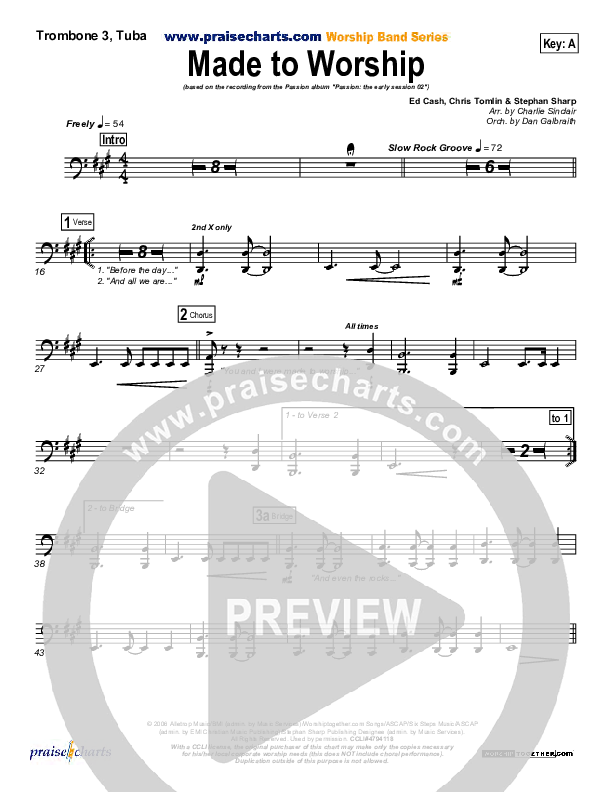Made To Worship Trombone 3/Tuba (Chris Tomlin / Passion)