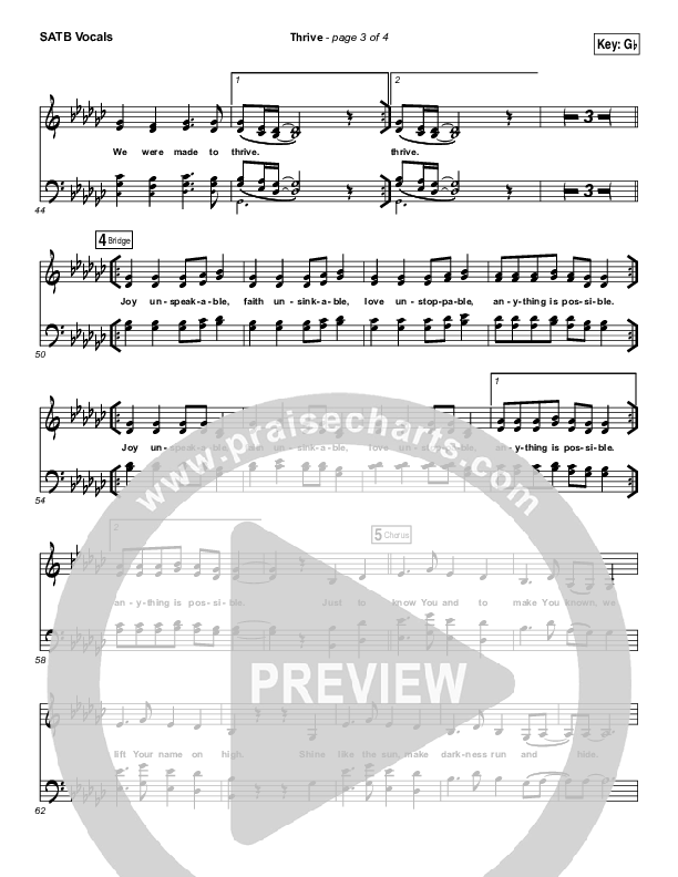 Thrive Choir Sheet (SATB) (Print Only) (Casting Crowns)