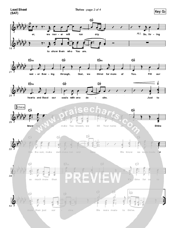 Thrive Lead Sheet (Print Only) (Casting Crowns)