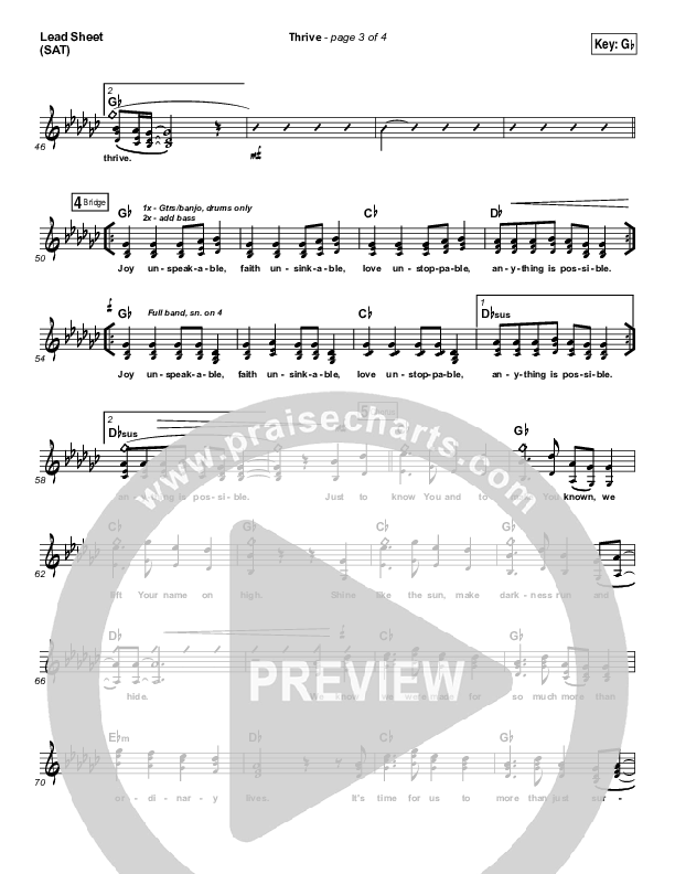 Thrive Lead Sheet (Print Only) (Casting Crowns)