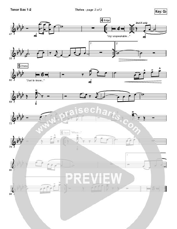 Thrive Tenor Sax 1/2 (Casting Crowns)