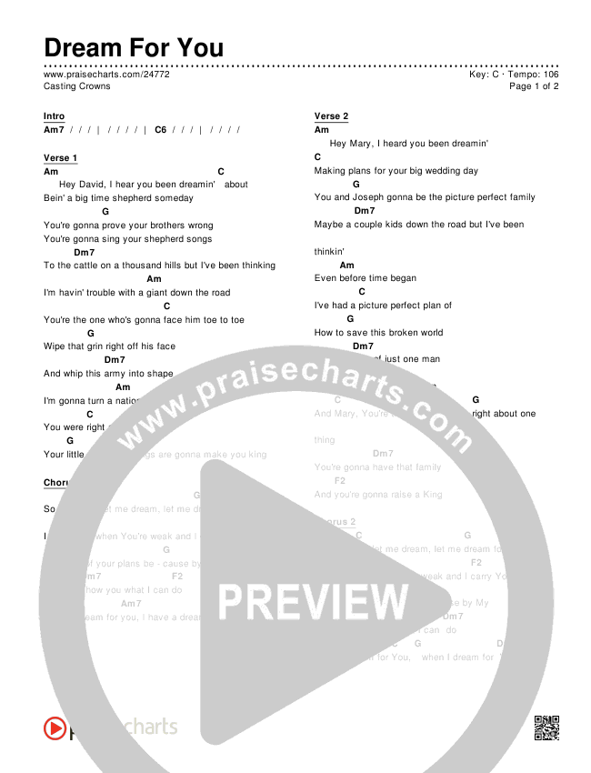 Dream For You Chord Chart (Casting Crowns)