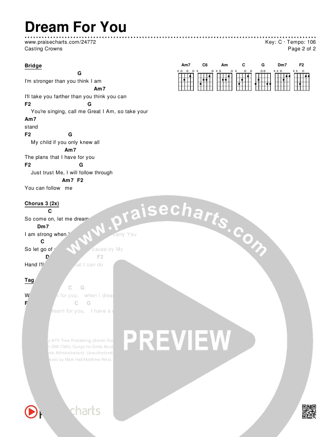 Dream For You Chord Chart (Casting Crowns)