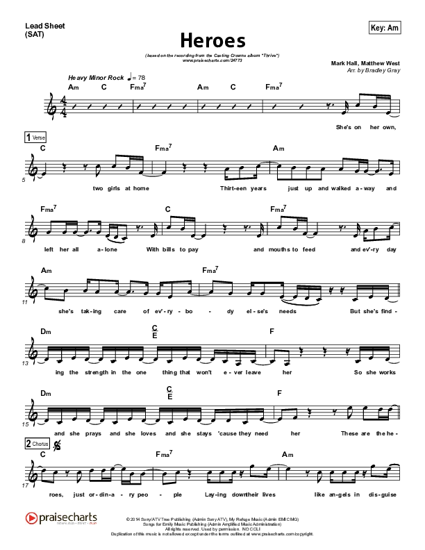 Heros Lead Sheet (SAT) (Casting Crowns)