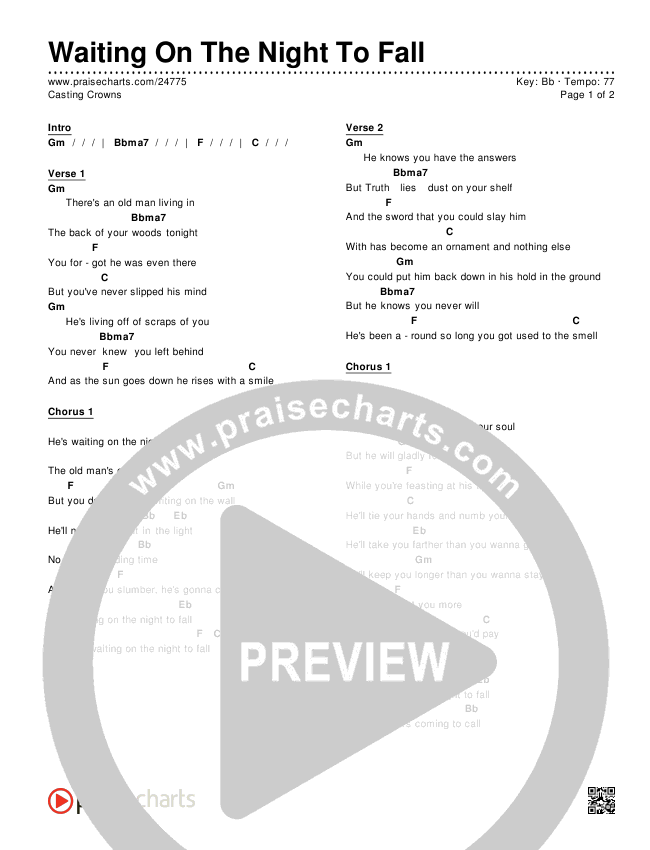 Waiting On The Night To Fall Chords & Lyrics (Casting Crowns)