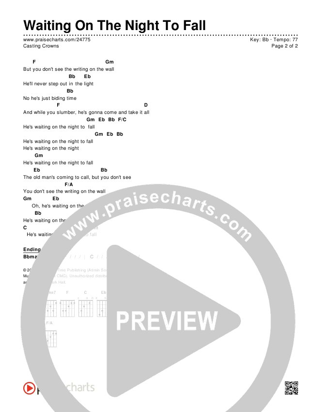 Waiting On The Night To Fall Chords & Lyrics (Casting Crowns)