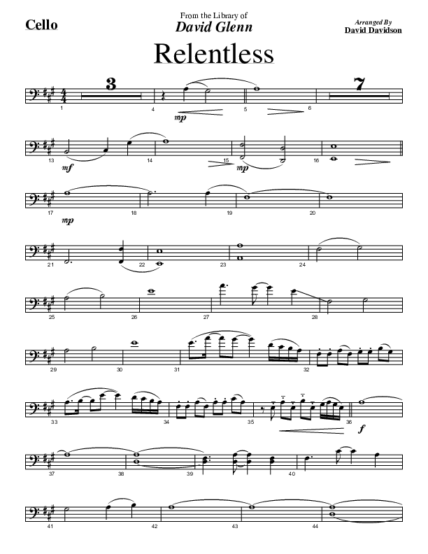 Relentless Cello (David Glenn)