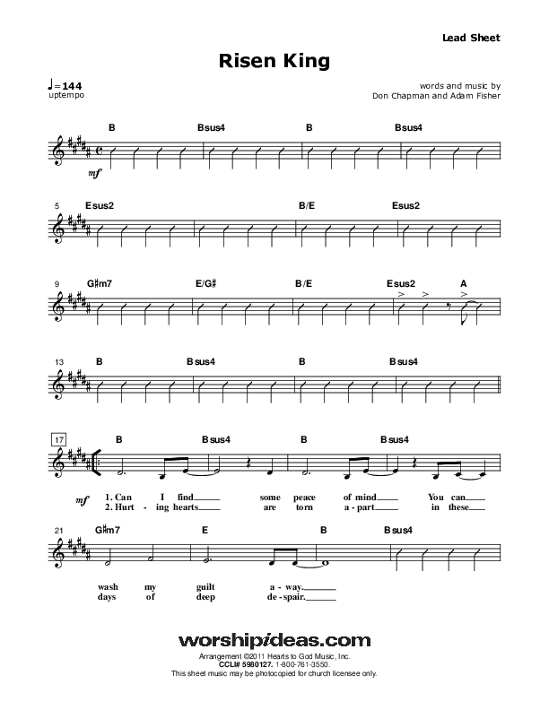 Risen King Lead Sheet (Don Chapman)