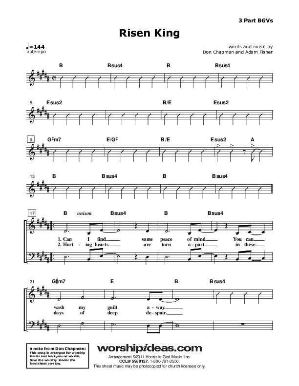 Risen King Lead Sheet (SAT) (Don Chapman)