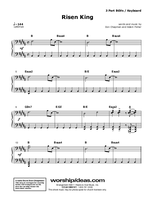 Risen King Piano/Vocal (SAT) (Don Chapman)