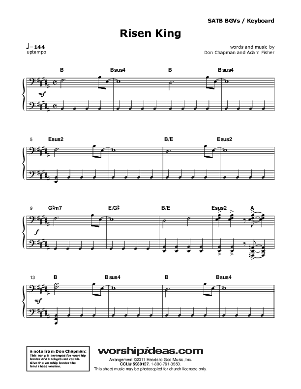 Risen King Piano/Vocal (SATB) (Don Chapman)