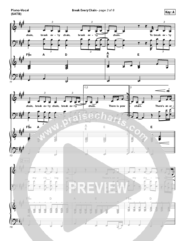 Break Every Chain Piano/Vocal (SATB) (Tasha Cobbs Leonard)