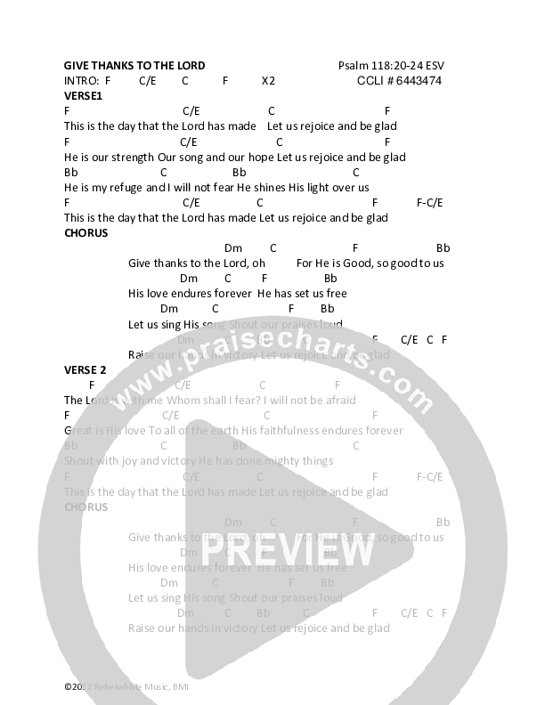 Give Thanks To The Lord Chords & Lyrics (Rebekah Maddux El-Hakam)