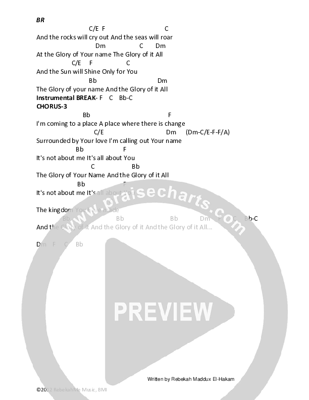The Glory Of It All Chords & Lyrics (Rebekah Maddux El-Hakam)