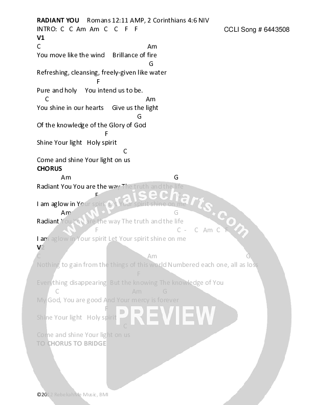 Radiant You Chords & Lyrics (Rebekah Maddux El-Hakam)