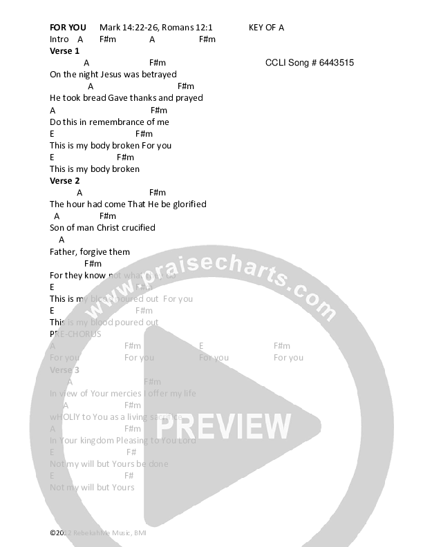 For You Chords & Lyrics (Rebekah Maddux El-Hakam)